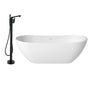 56"/65"/71" Solid Surface Stone Freestanding Tub - Soak in Style with Matte White Finish, Center Drain, and cUPc Certification(With/without Bathtub Faucet)