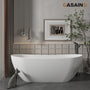 56"/65"/71" Solid Surface Stone Freestanding Tub - Soak in Style with Matte White Finish, Center Drain, and cUPc Certification(With/without Bathtub Faucet)