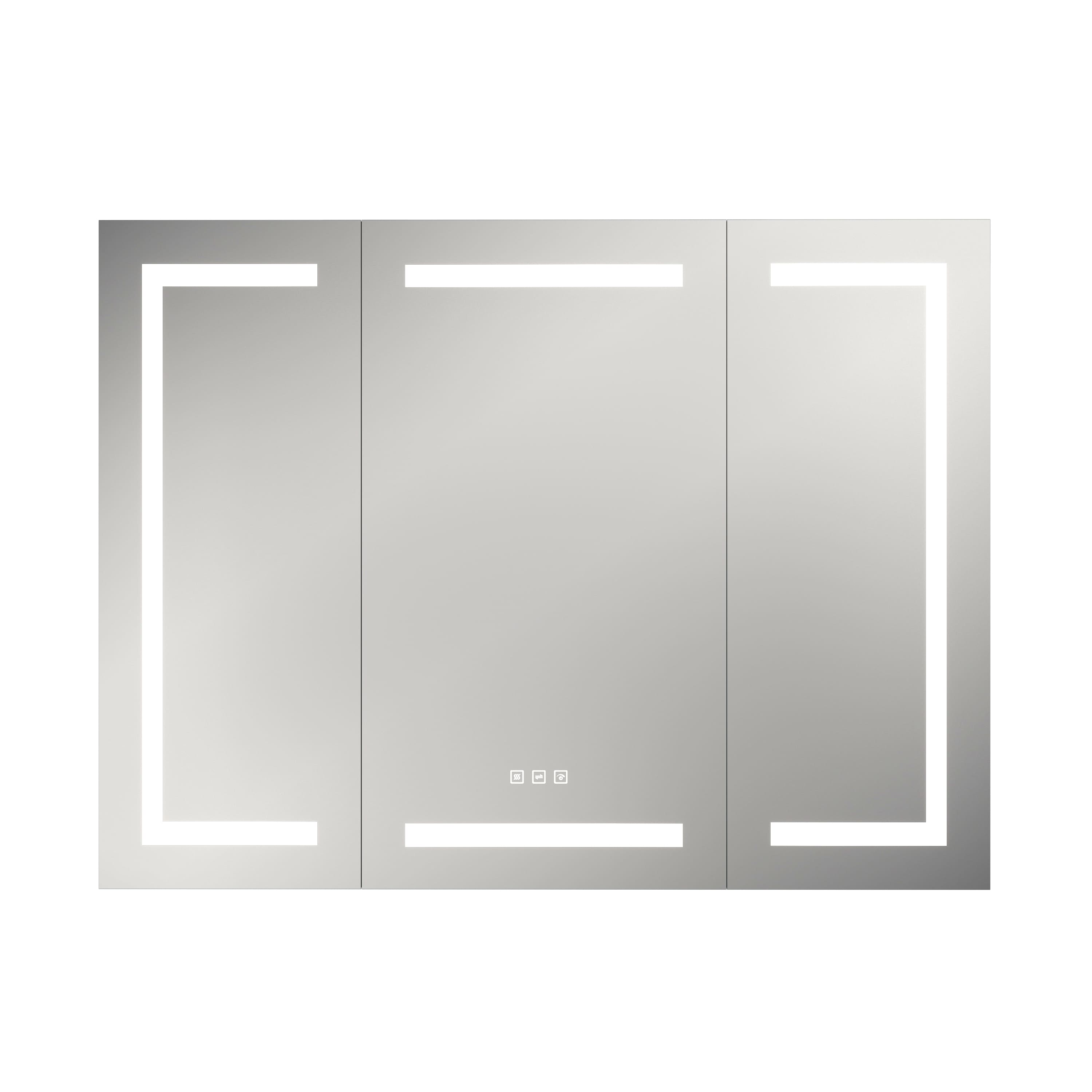 Modern 3 Door Bathroom Mirror Cabinet with Concealed Storage and Anti Fog Mirror
