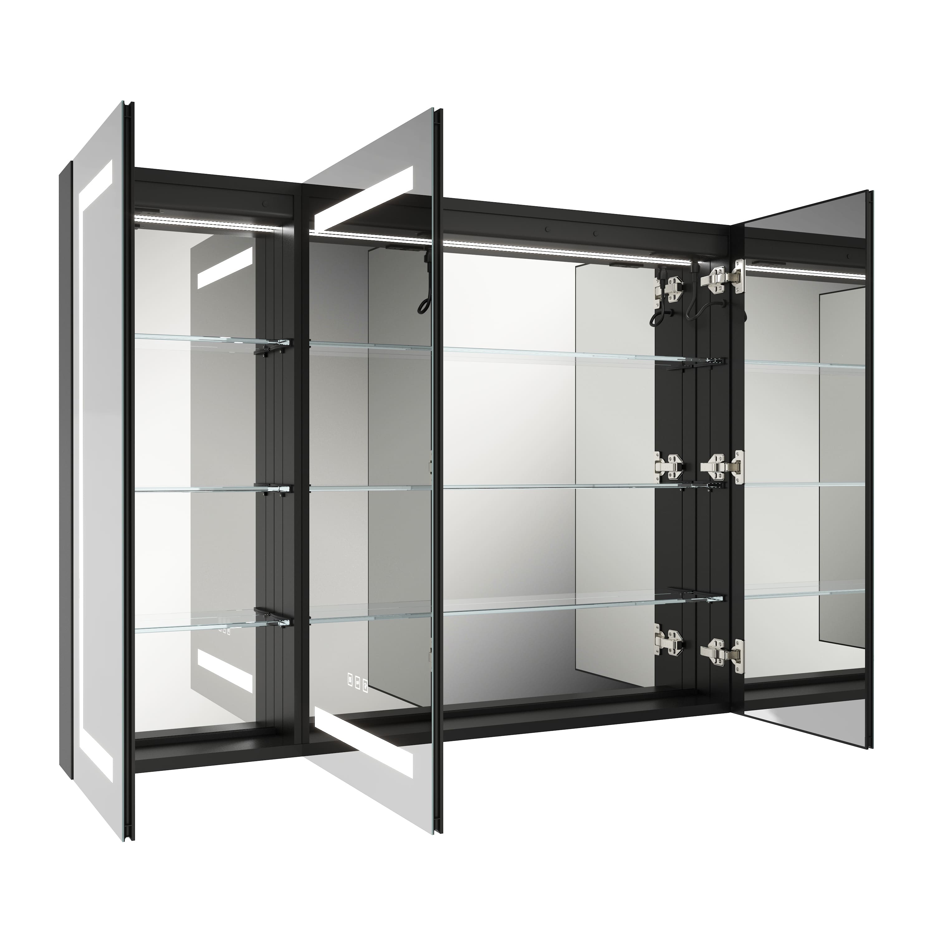 Modern 3 Door Bathroom Mirror Cabinet with Concealed Storage and Anti Fog Mirror