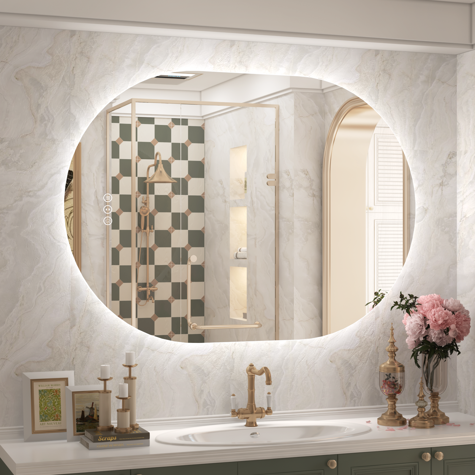 Oval Frameless LED Bathroom Mirror with Anti-Fog
