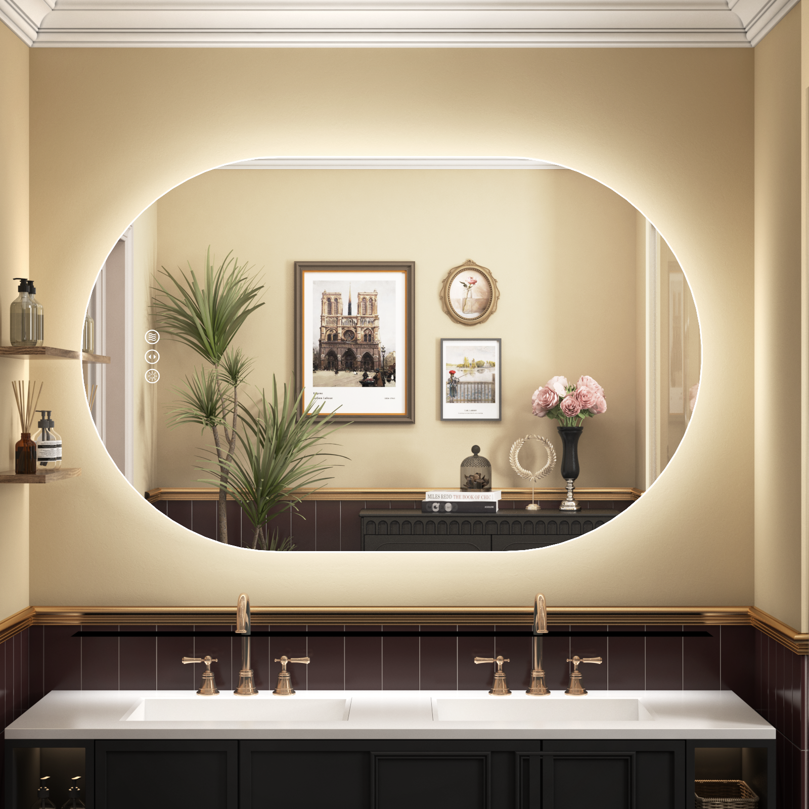 Oval Frameless LED Bathroom Mirror with Anti-Fog