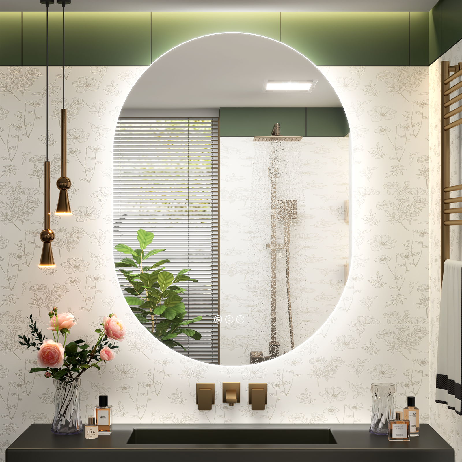 Oval Frameless LED Bathroom Mirror with Anti-Fog