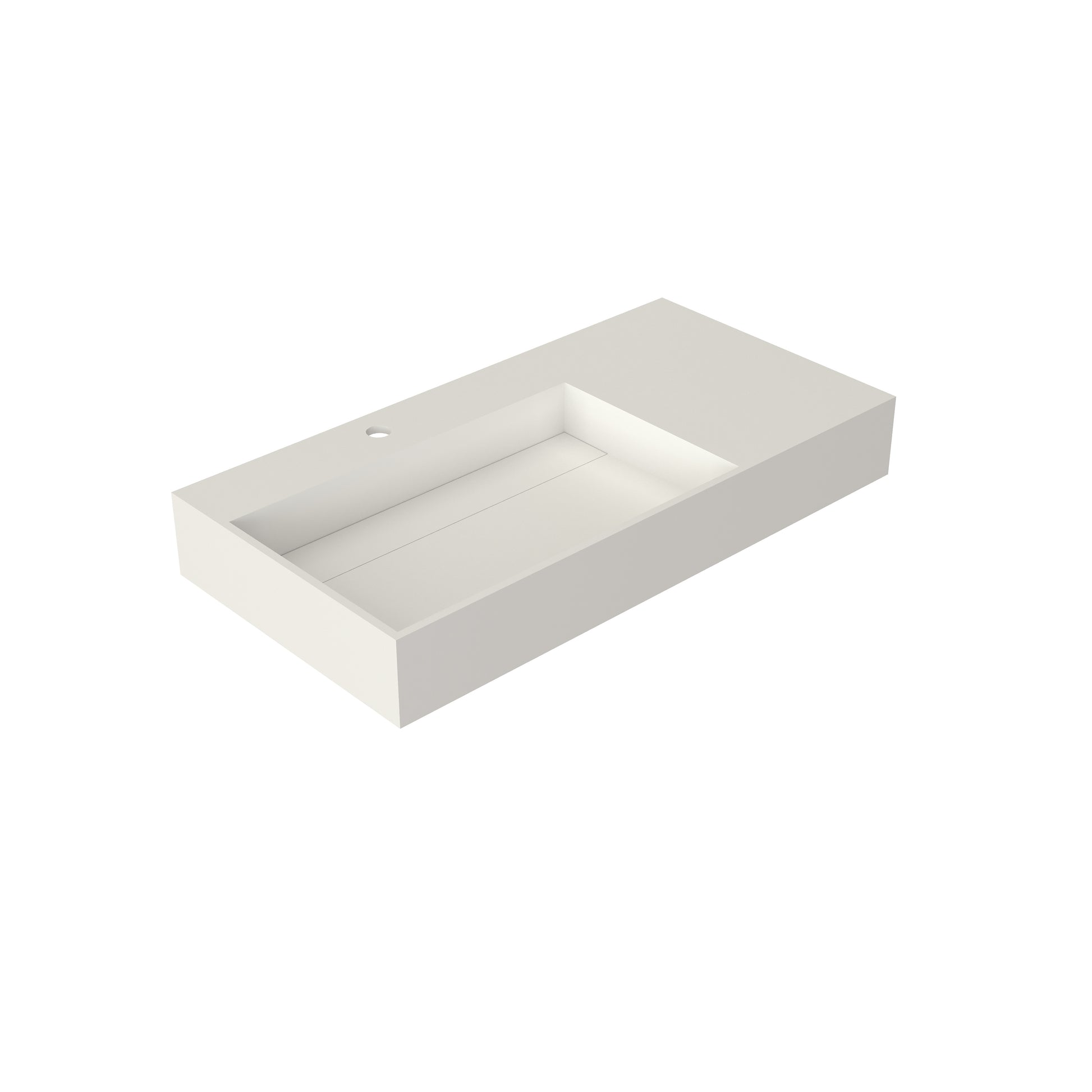 36 in. Wall-Mounted Solid Surface Bathroom Sink with Single Faucet Hole