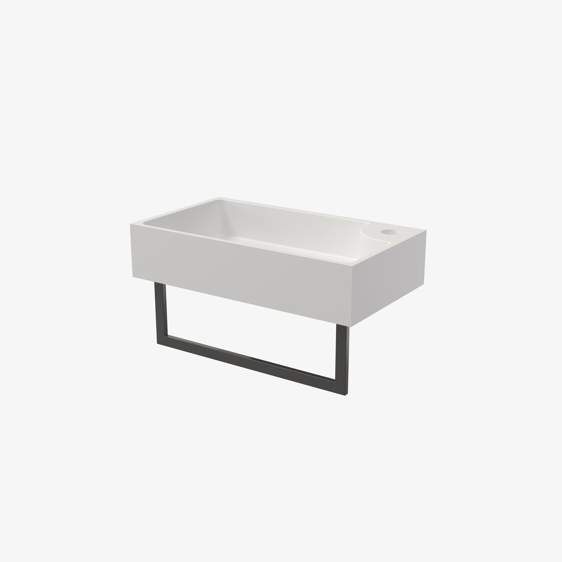 18-Inch Wall-Mounted Solid Surface Basin Sink with Black Bracket