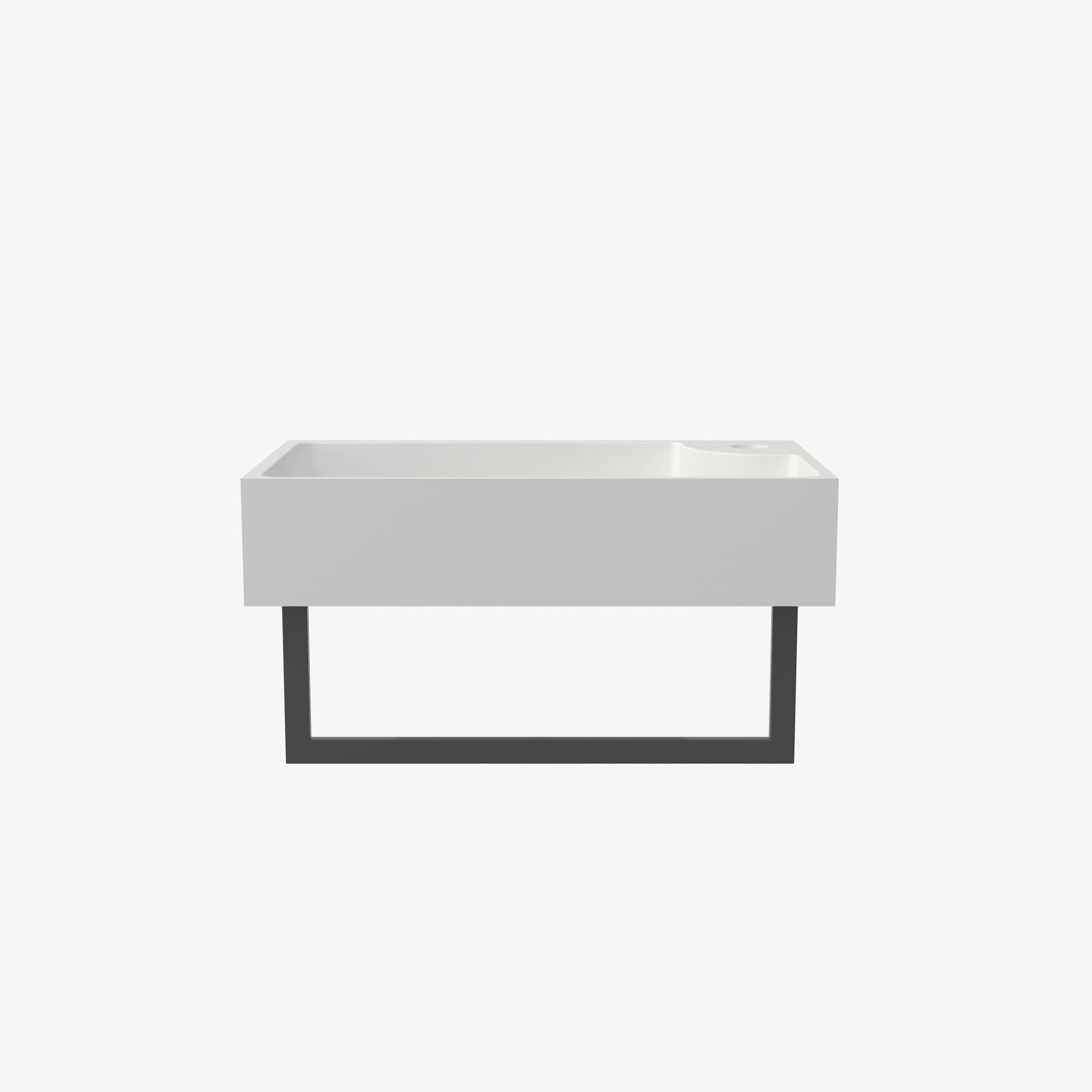 18-Inch Wall-Mounted Solid Surface Basin Sink with Black Bracket