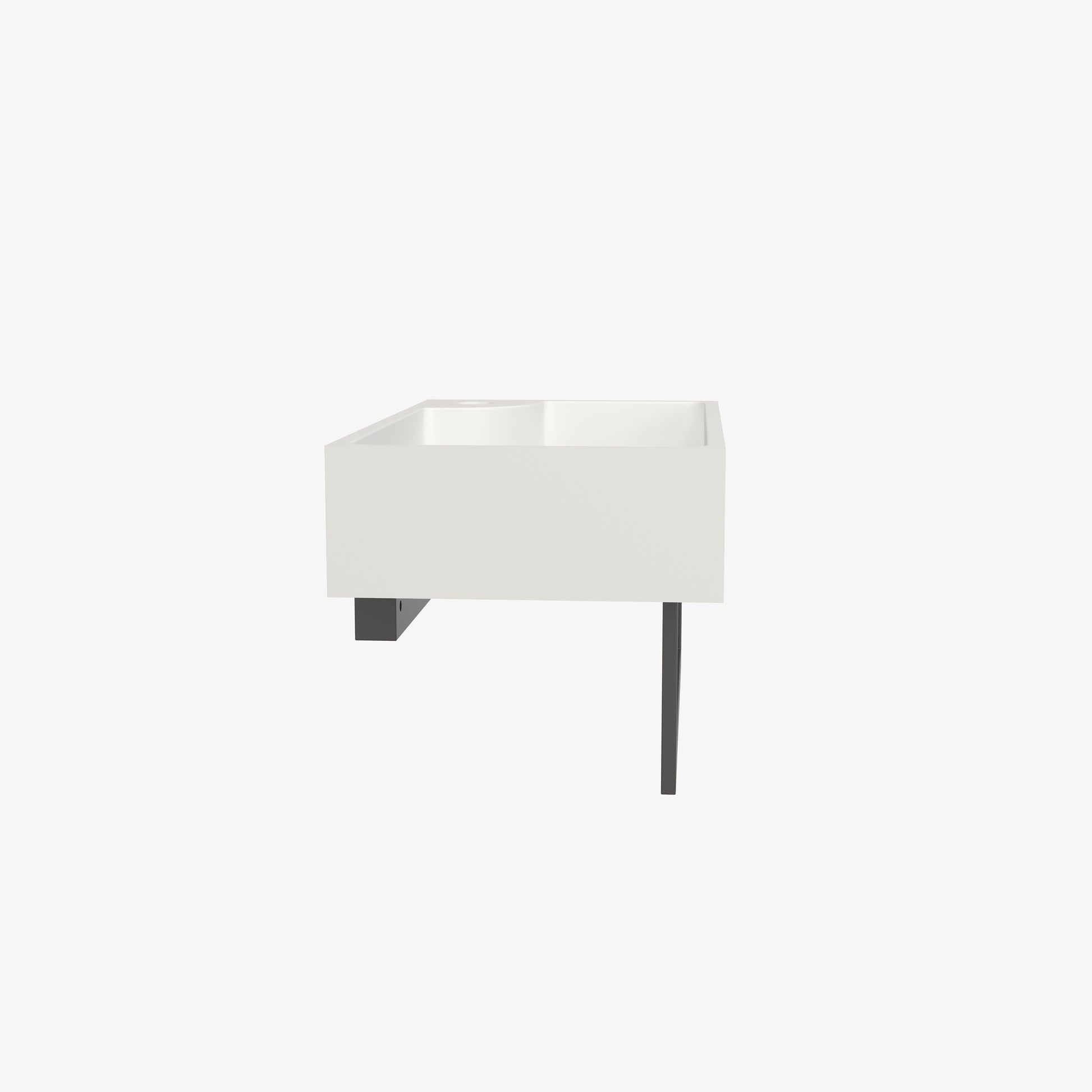 18-Inch Wall-Mounted Solid Surface Basin Sink with Black Bracket