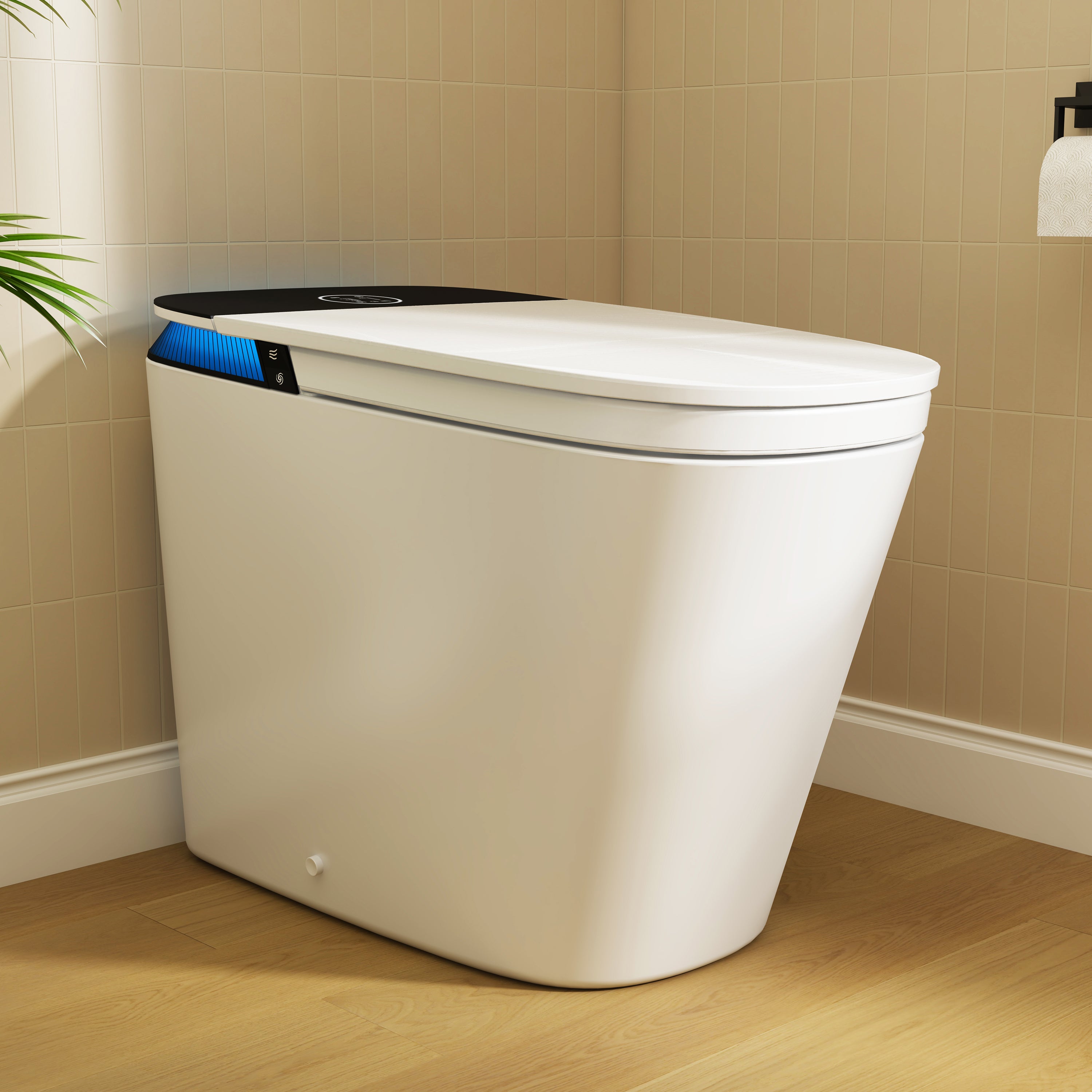 Luxe Smart  Bidet Toilet with Integrated Tank，Built-in Deodorizer Remote Control and LED Display, White