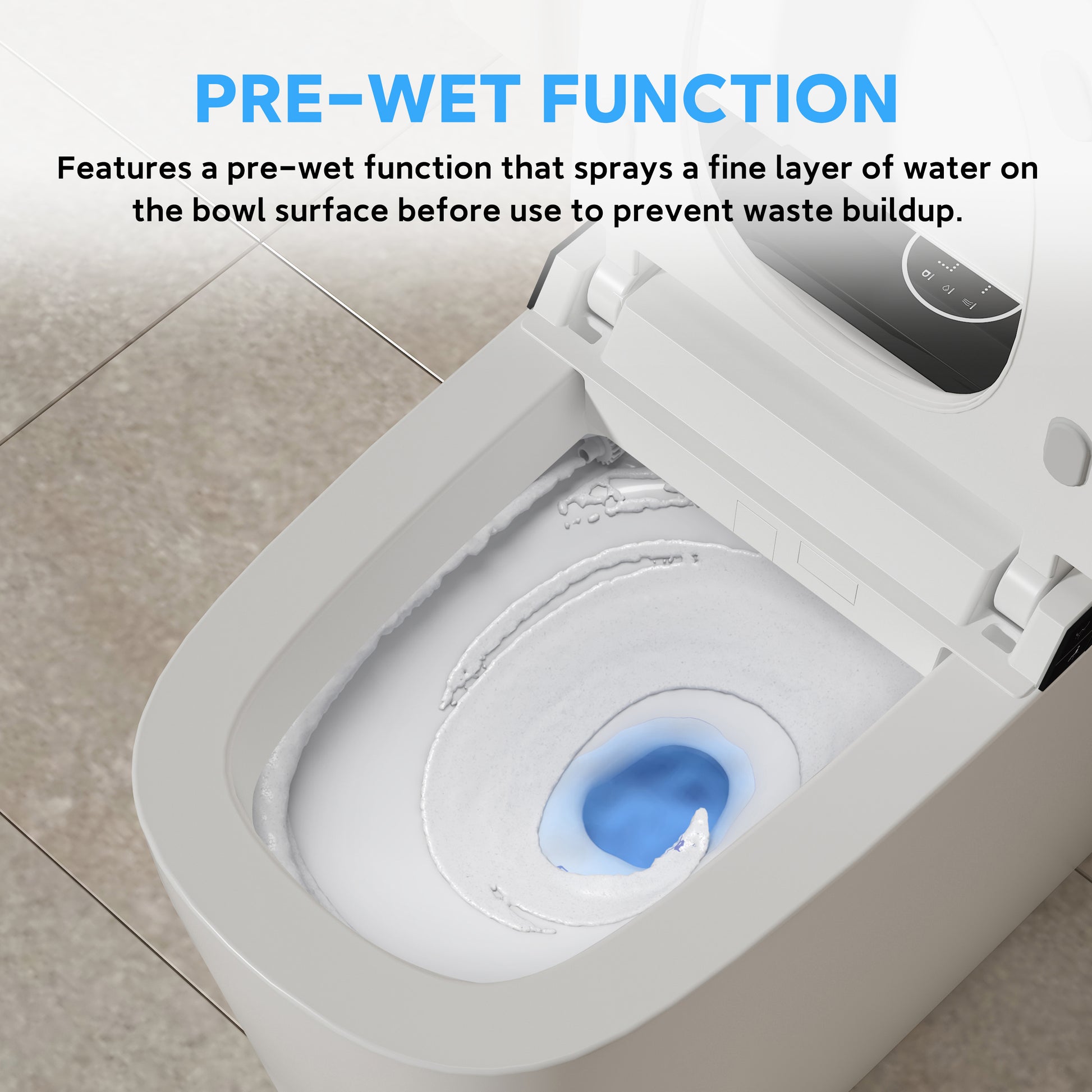 Luxe Smart  Bidet Toilet with Integrated Tank，Built-in Deodorizer Remote Control and LED Display, White