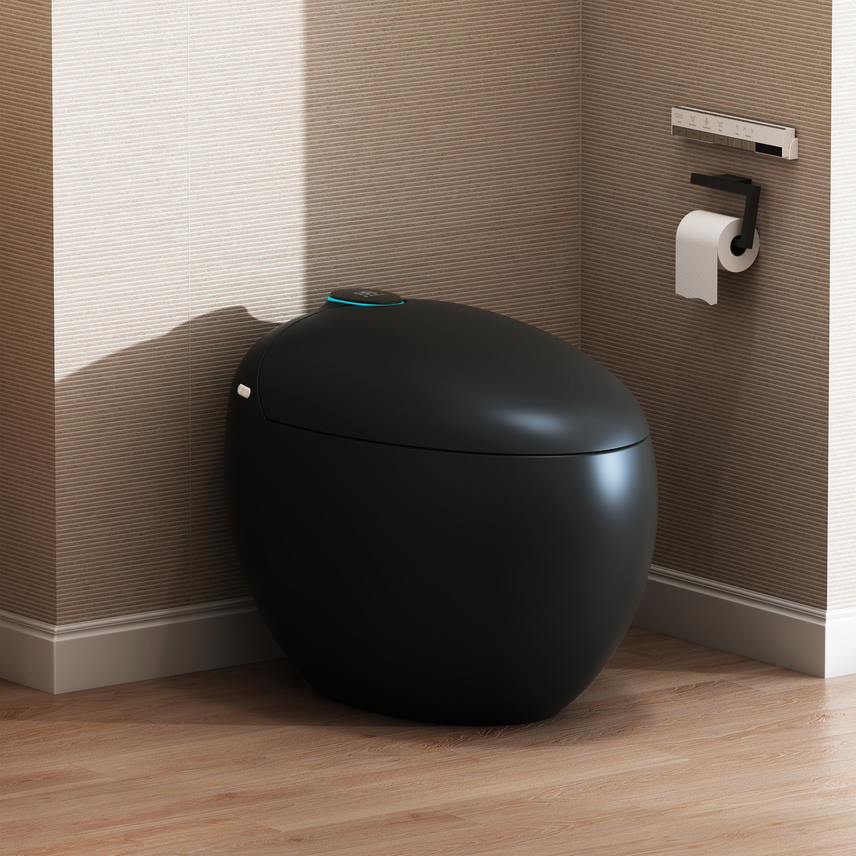 Luxe Smart Toilet with Tank，Auto Open & Close and Easy-Clean Surface, White/Black