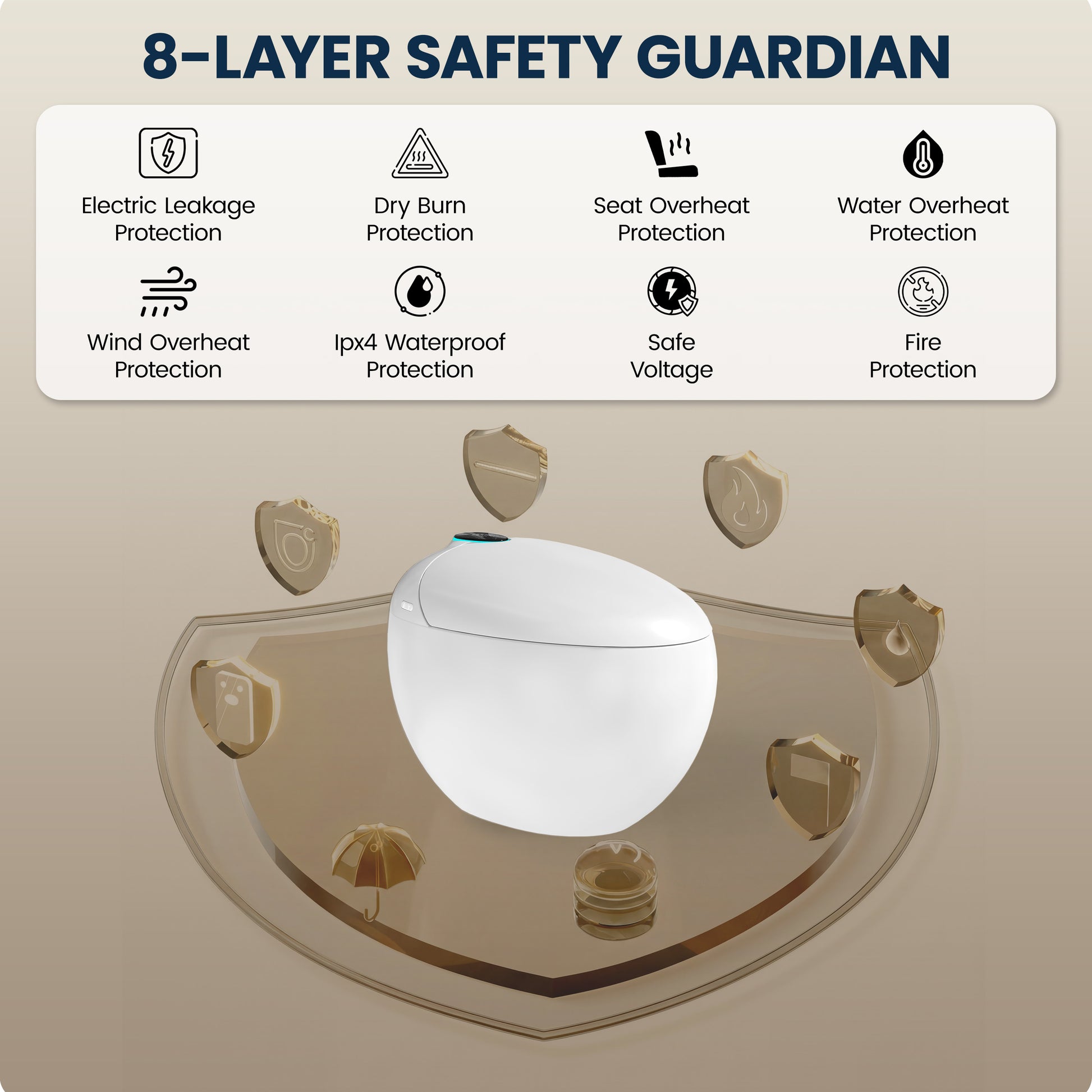 Luxe Smart Toilet with Tank，Auto Open & Close and Easy-Clean Surface, White/Black