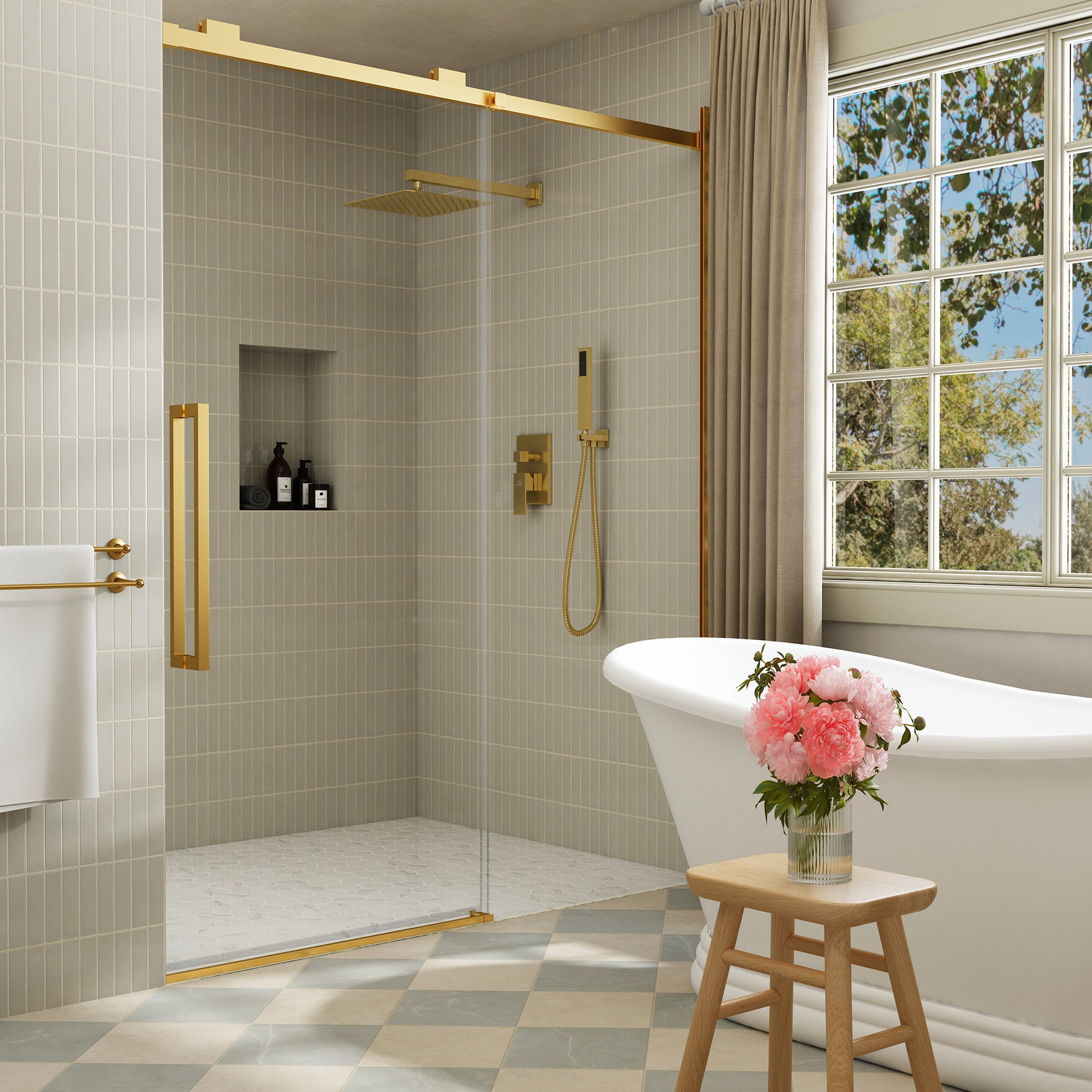 10" Wall Mounted Dual Shower Head Shower System with Hand Shower