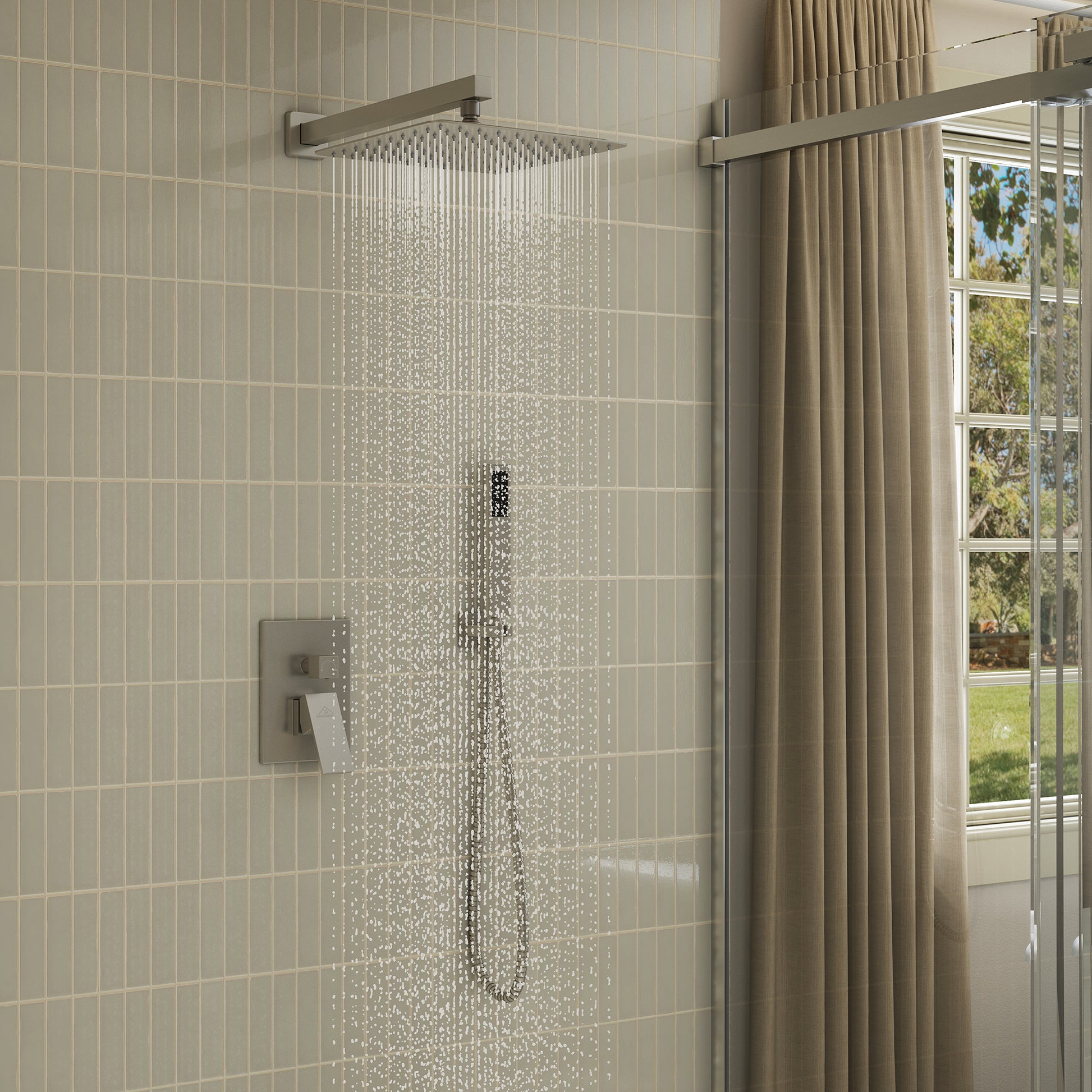 10" Wall Mounted Dual Shower Head Shower System with Hand Shower