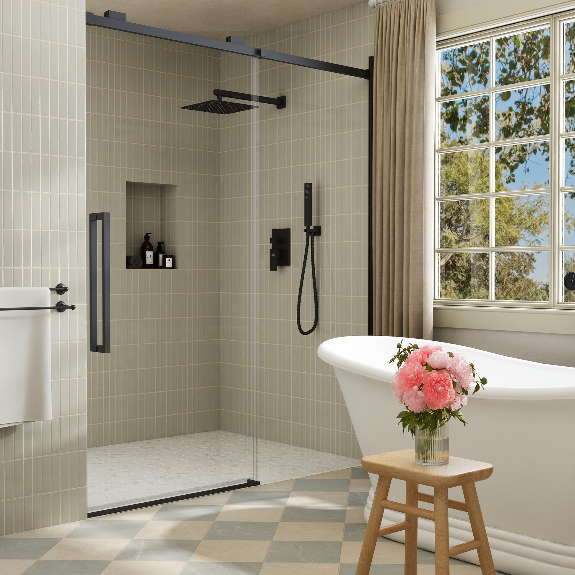 10" Wall Mounted Dual Shower Head Shower System with Hand Shower