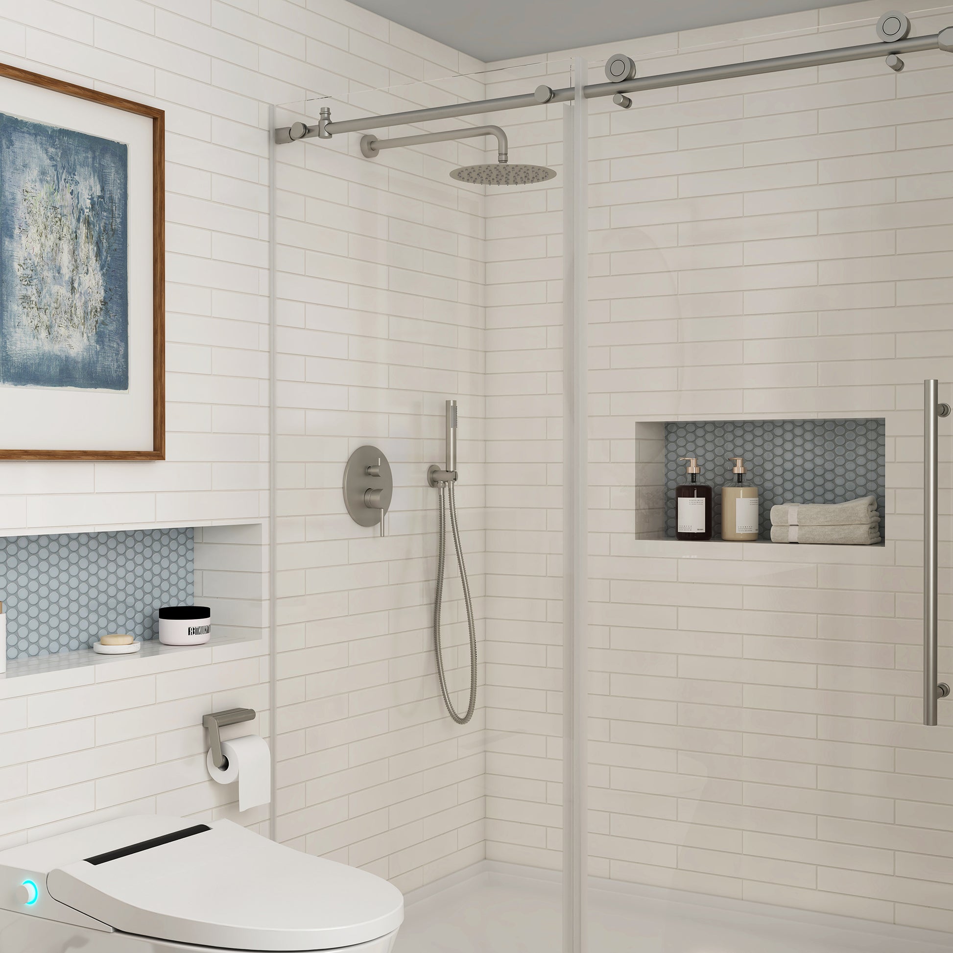 10" Wall Mount Water Saving Rain Shower Head System with Handheld