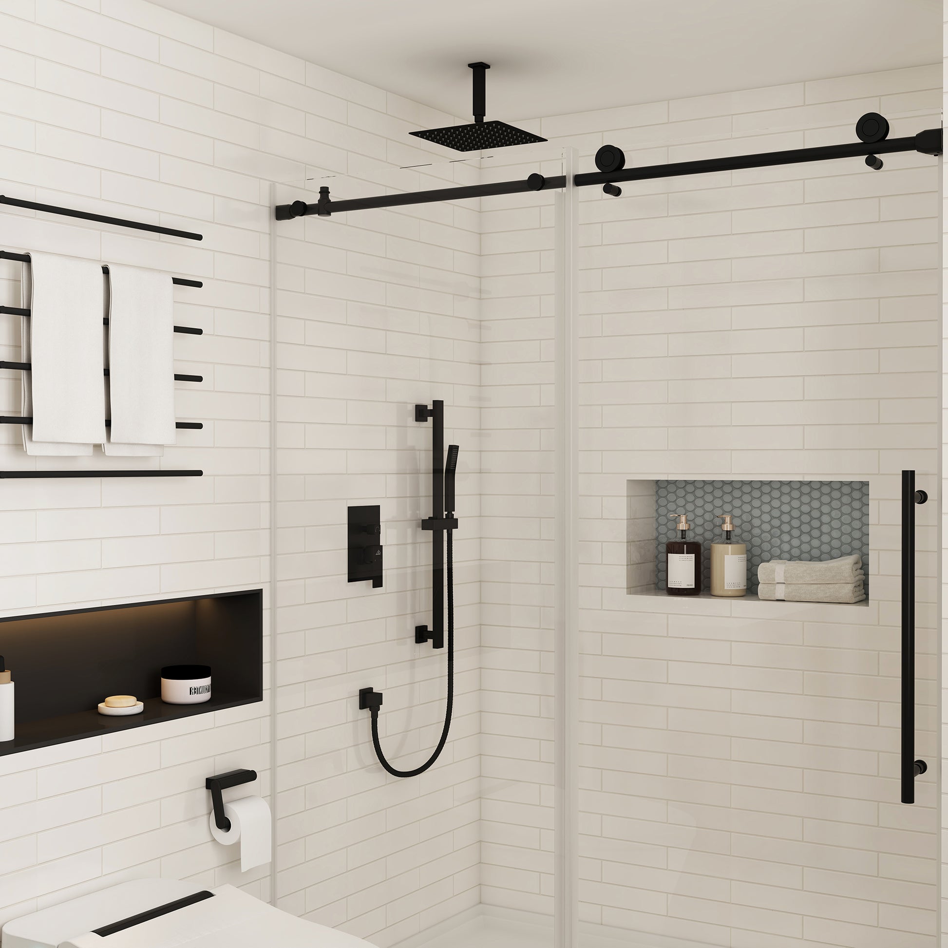 10" Ceiling Mount Dual Shower Heads Shower System With Slide Bar