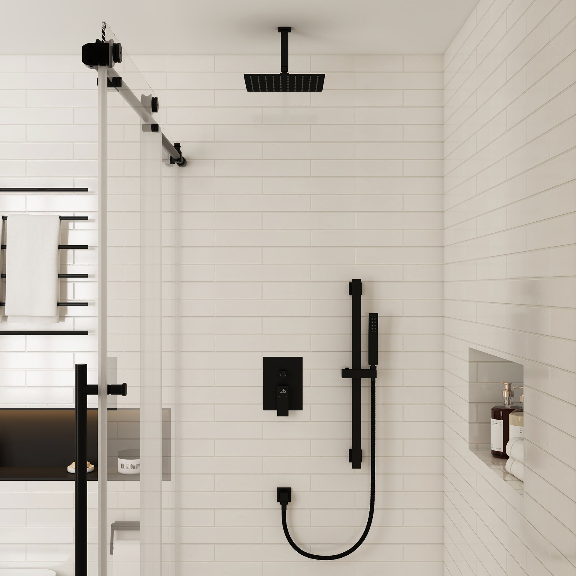 10" Ceiling Mount Dual Shower Heads Shower System With Slide Bar
