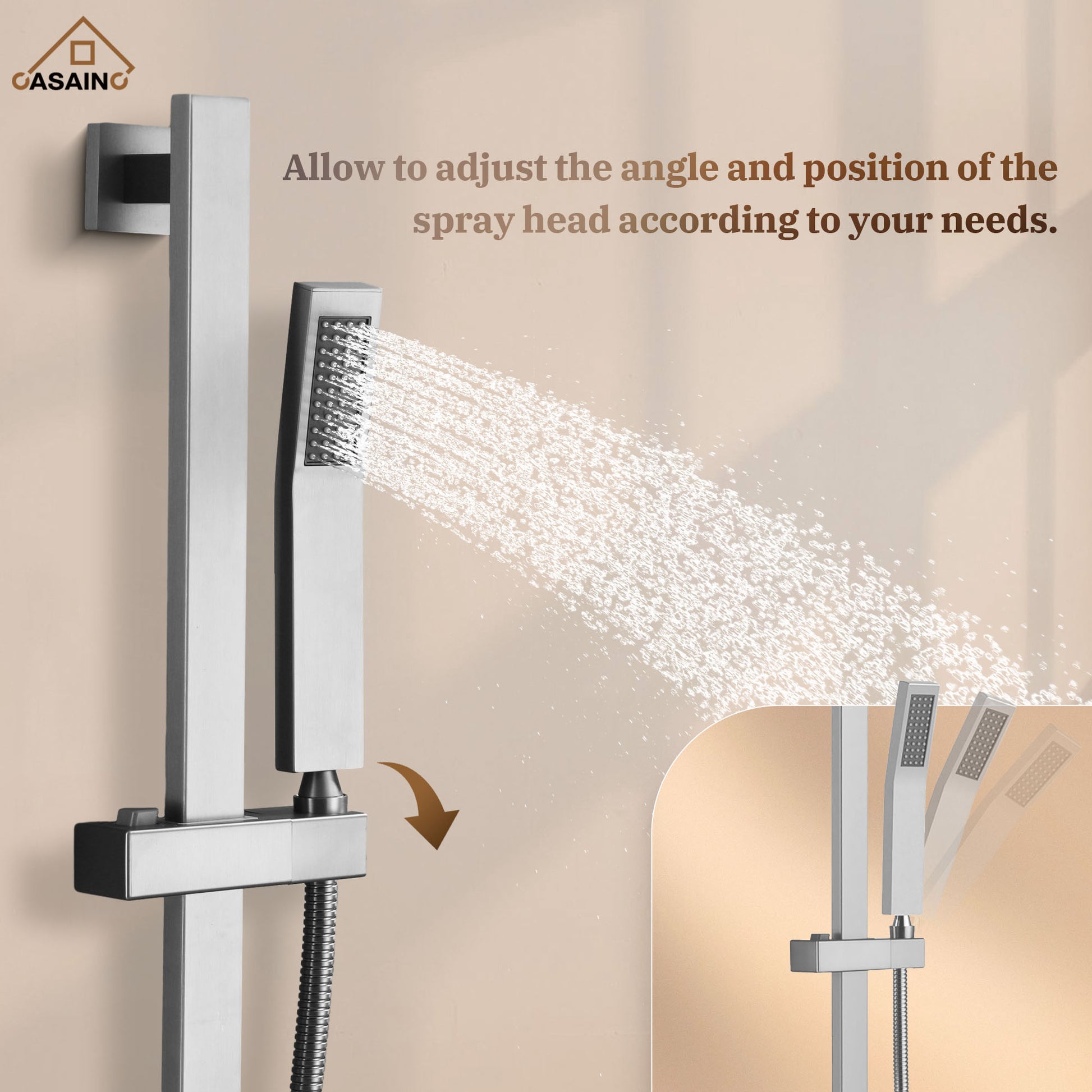 10" Wall Mount Rain Shower Shower System With Hand Shower & Slide Bar