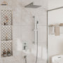 10" Wall Mount Rain Shower Shower System With Hand Shower & Slide Bar