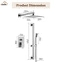 10" Wall Mount Rain Shower Shower System With Hand Shower & Slide Bar