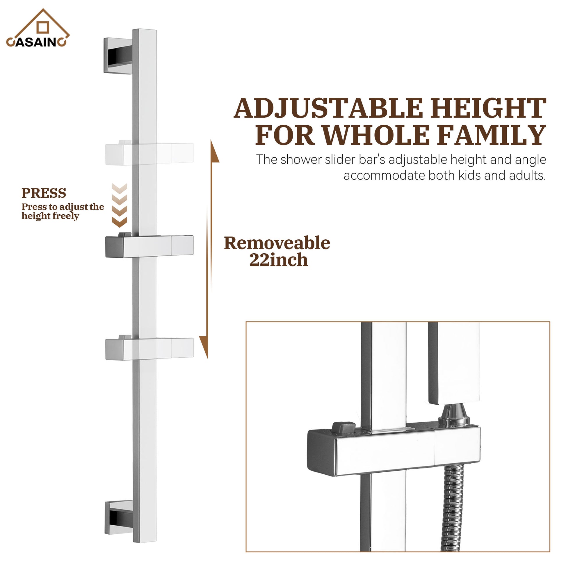 10" Wall Mount Rain Shower Shower System With Hand Shower & Slide Bar