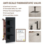 3-Function Ceiling-Mounted Thermostatic Shower System with 6 Body Jets