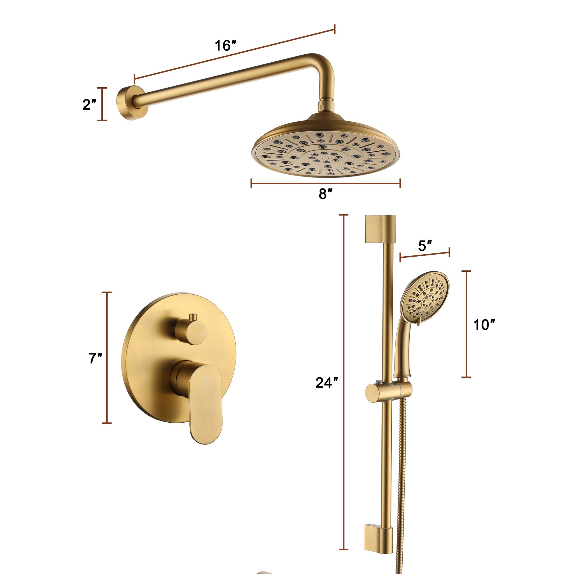 8" Rain Shower Head System with Pressure Balance Valve