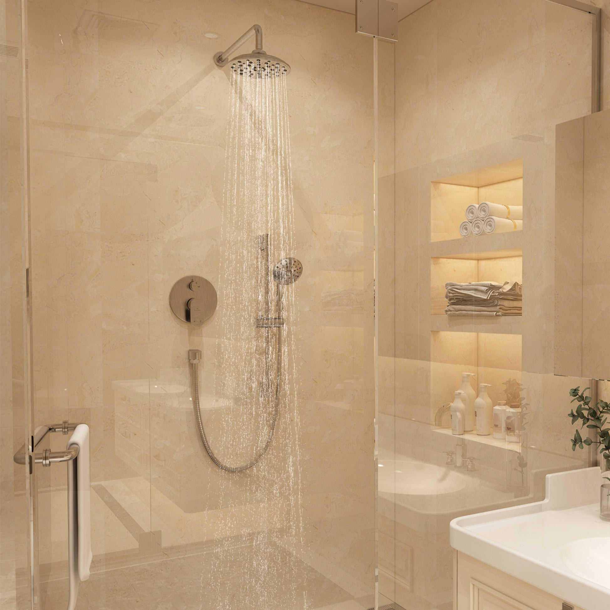8" Rain Shower Head System with Pressure Balance Valve