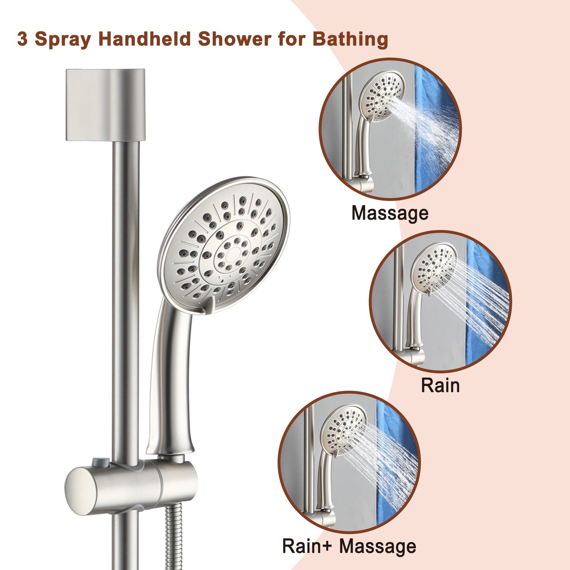 Handheld shower with three spray modes