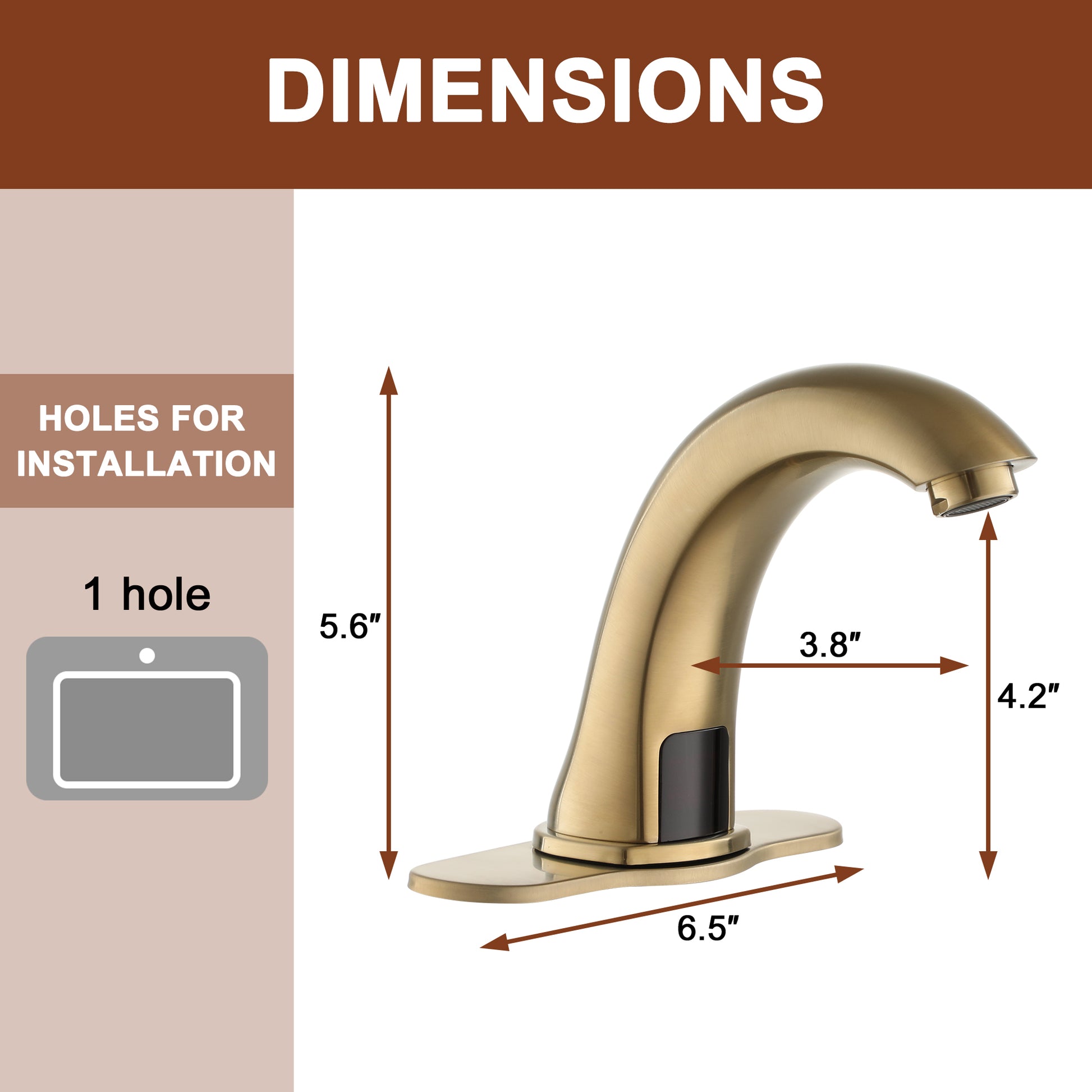 Hands-Free Touchless Bathroom Sink Faucet with Hole Cover Plate