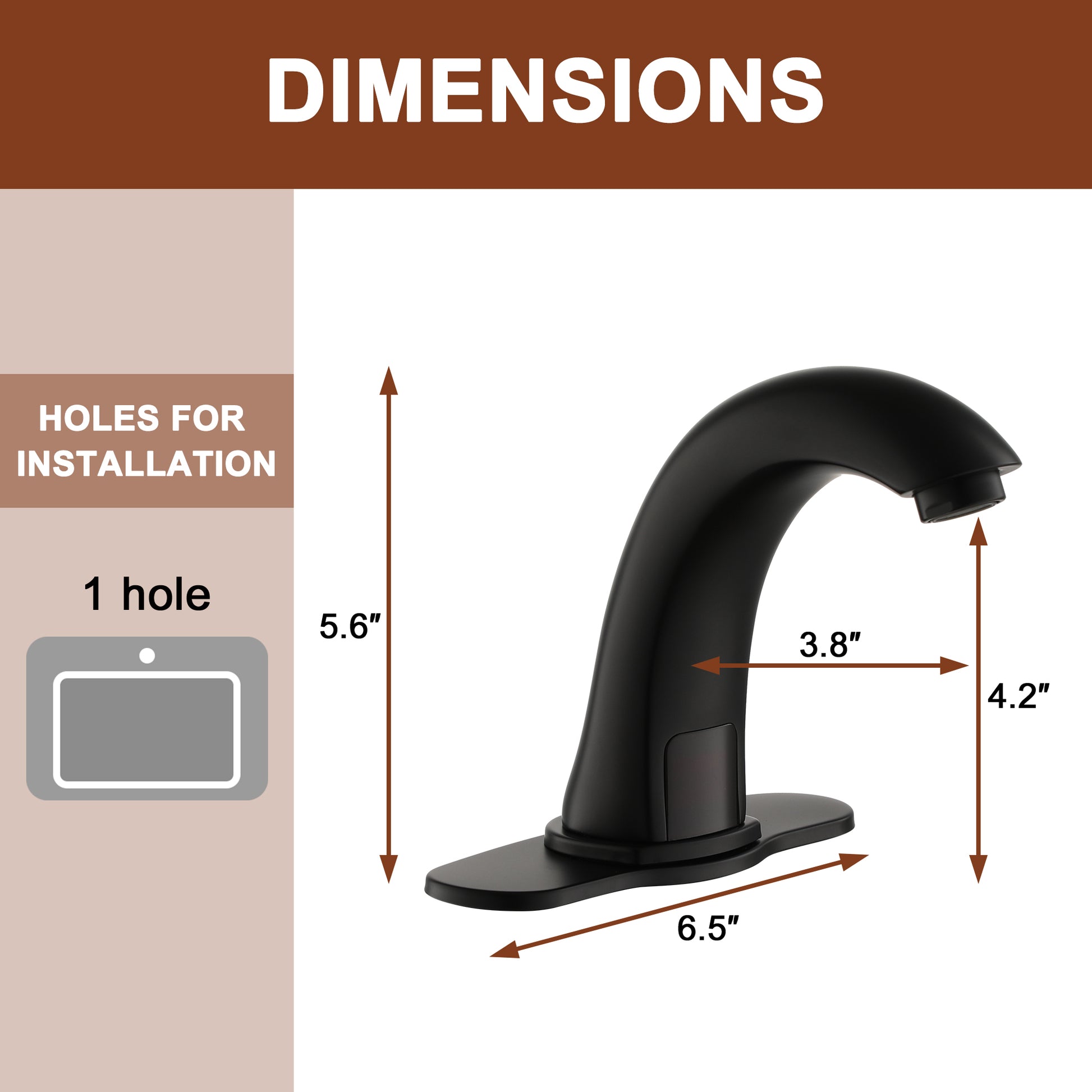 Hands-Free Touchless Bathroom Sink Faucet with Hole Cover Plate