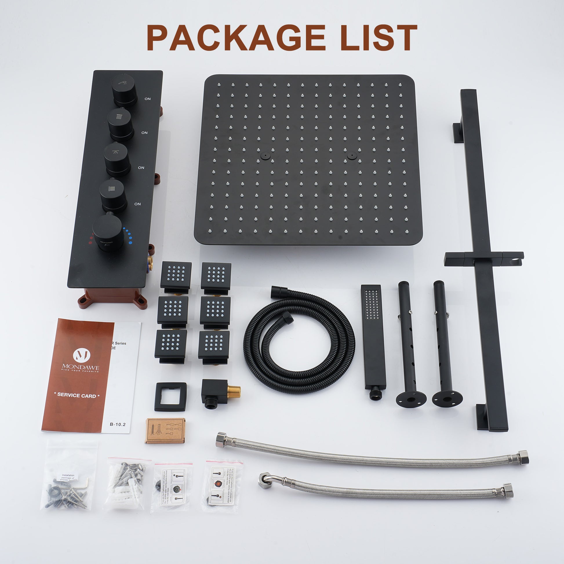 16“ Spa-Inspired Rainfall Shower System with Body Jets & Slide Bar