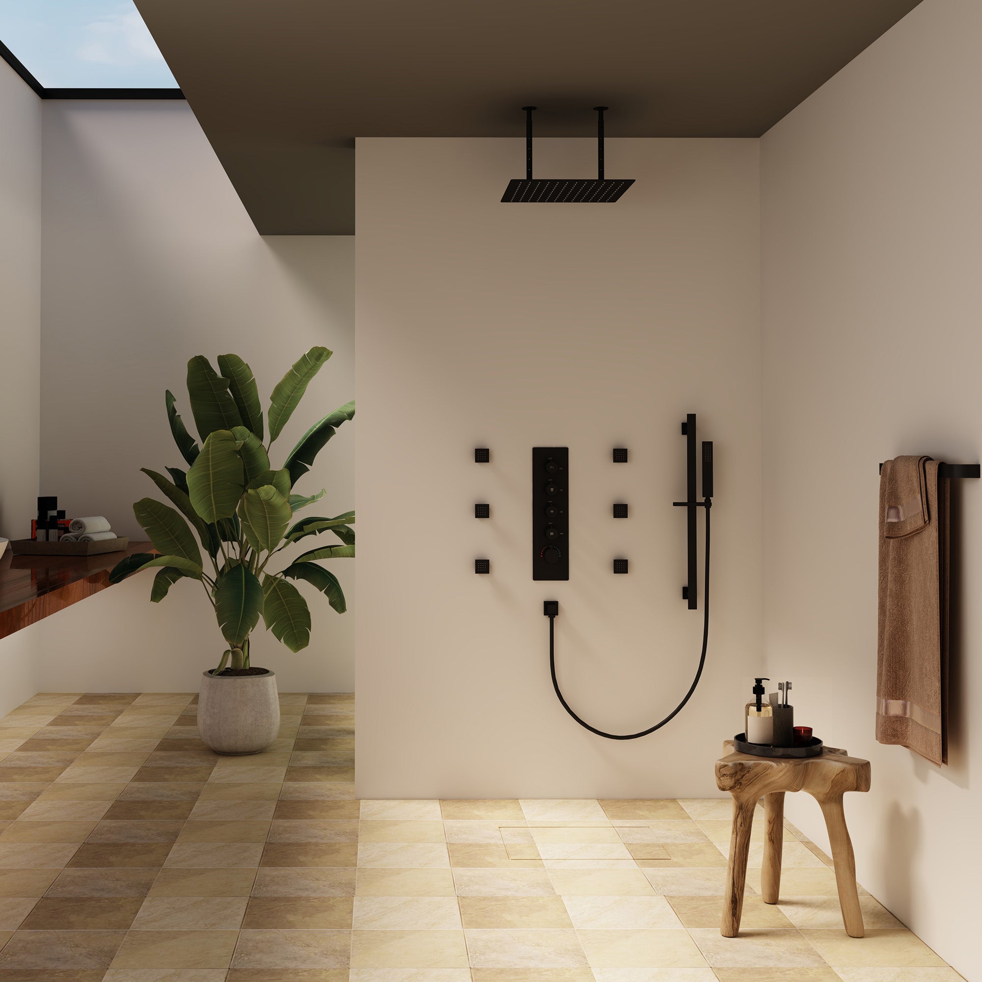 16“ Spa-Inspired Rainfall Shower System with Body Jets & Slide Bar