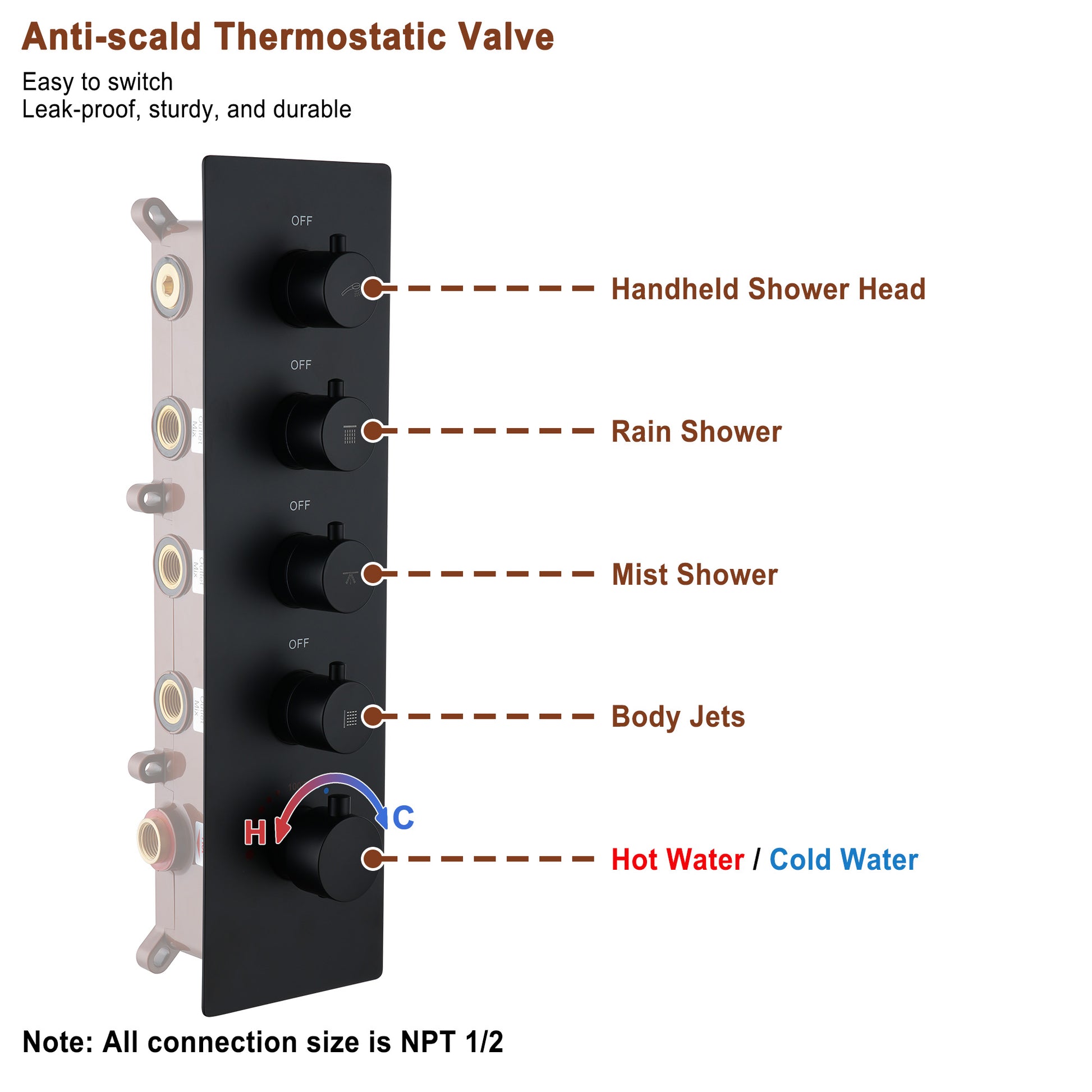 16“ Spa-Inspired Rainfall Shower System with Body Jets & Slide Bar