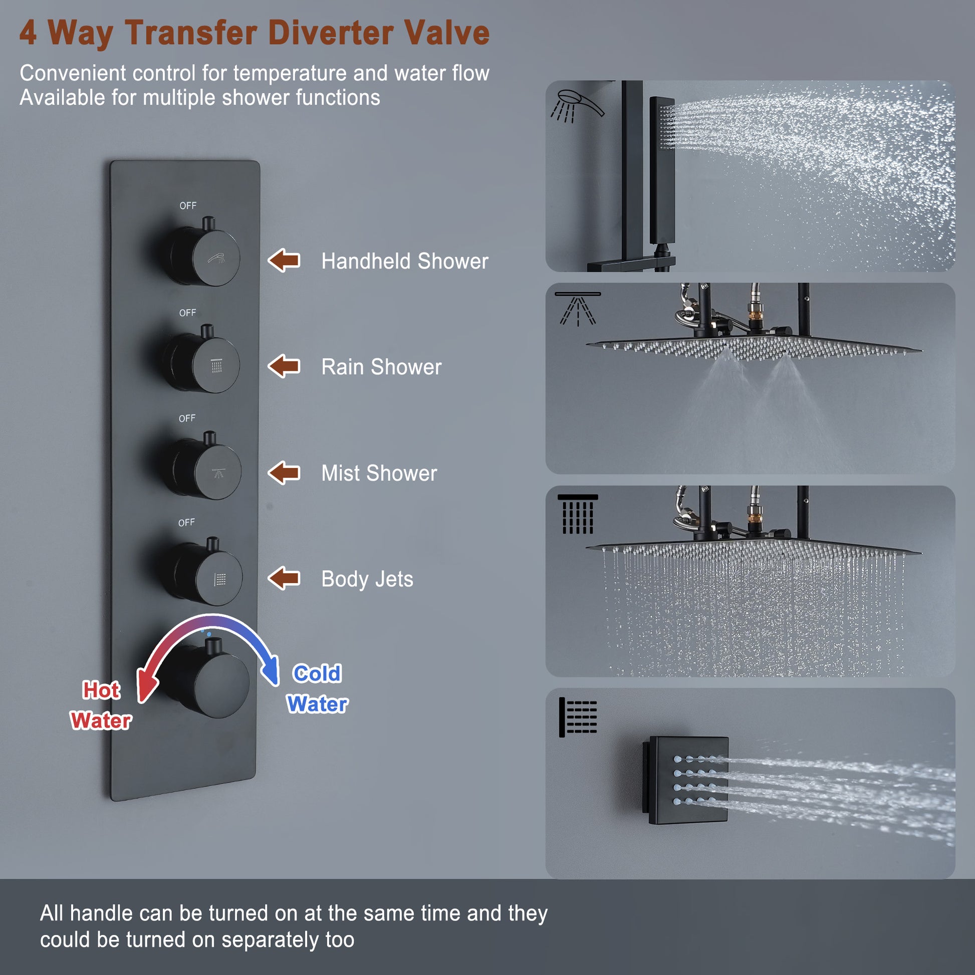 16“ Spa-Inspired Rainfall Shower System with Body Jets & Slide Bar