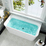 55"/59" Glossy White Square Freestanding Acrylic Bathtub with Modern Industrial Design