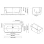 55"/59" Glossy White Square Freestanding Acrylic Bathtub with Modern Industrial Design
