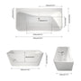 55"/59" Glossy White Square Freestanding Acrylic Bathtub with Modern Industrial Design