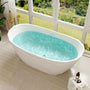 64" Matte White Faceted Solid Surface Freestanding Bathtub with Architectural Geometry