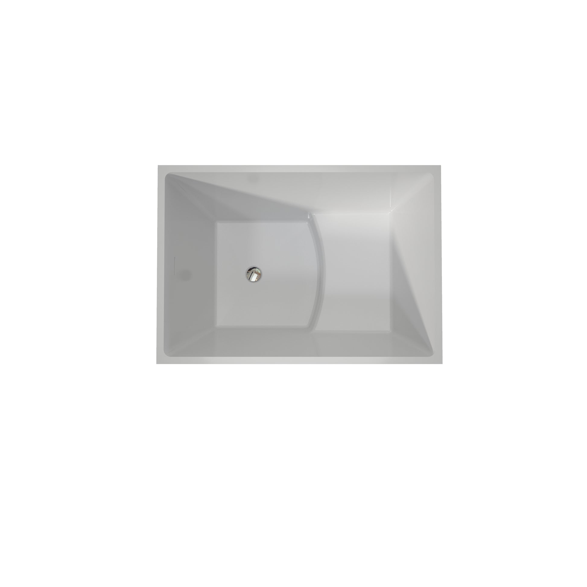 39"/47" Glossy White Minimalist Freestanding Bathtub with Built-In Seat