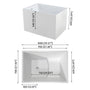 39"/47" Glossy White Minimalist Freestanding Bathtub with Built-In Seat