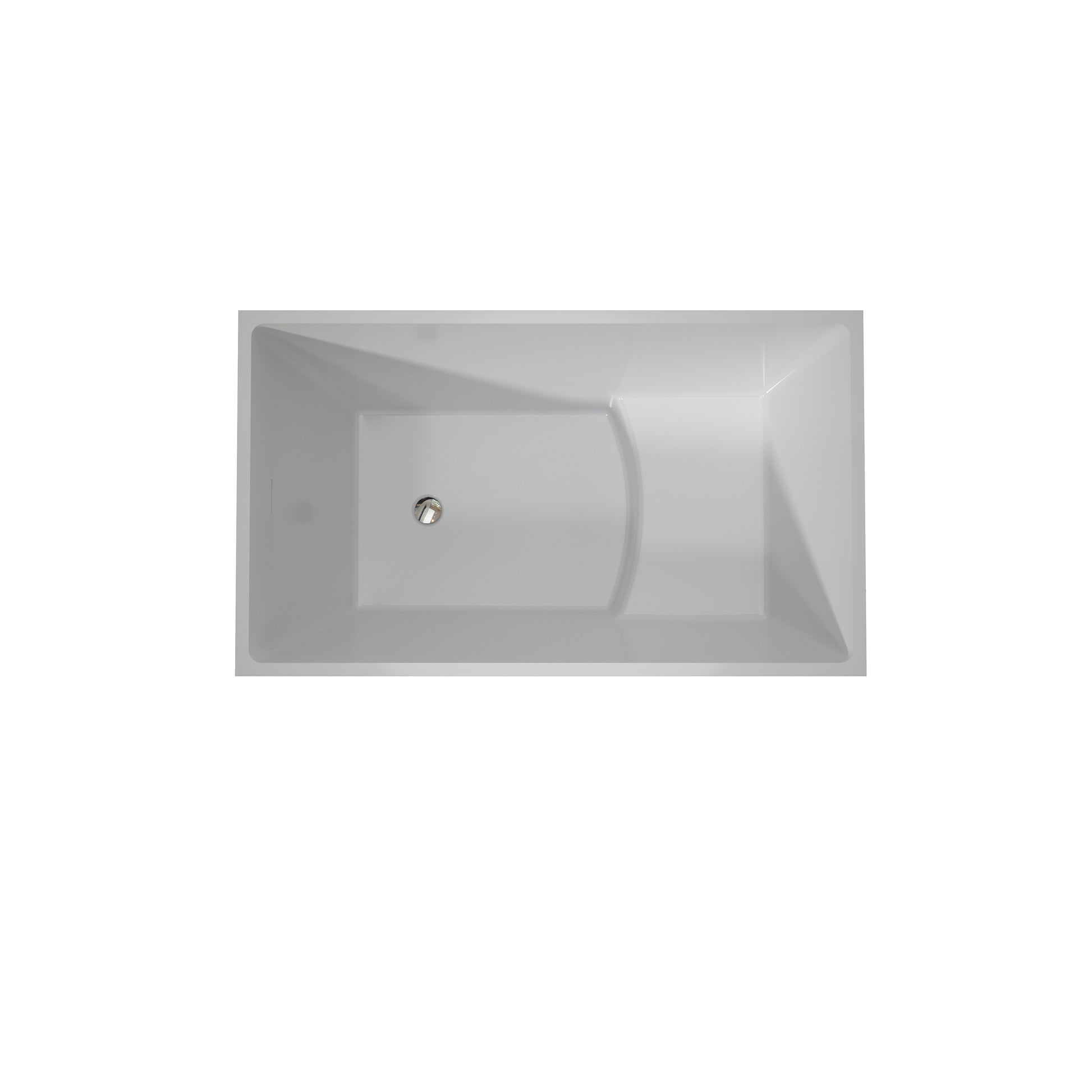 39"/47" Glossy White Minimalist Freestanding Bathtub with Built-In Seat