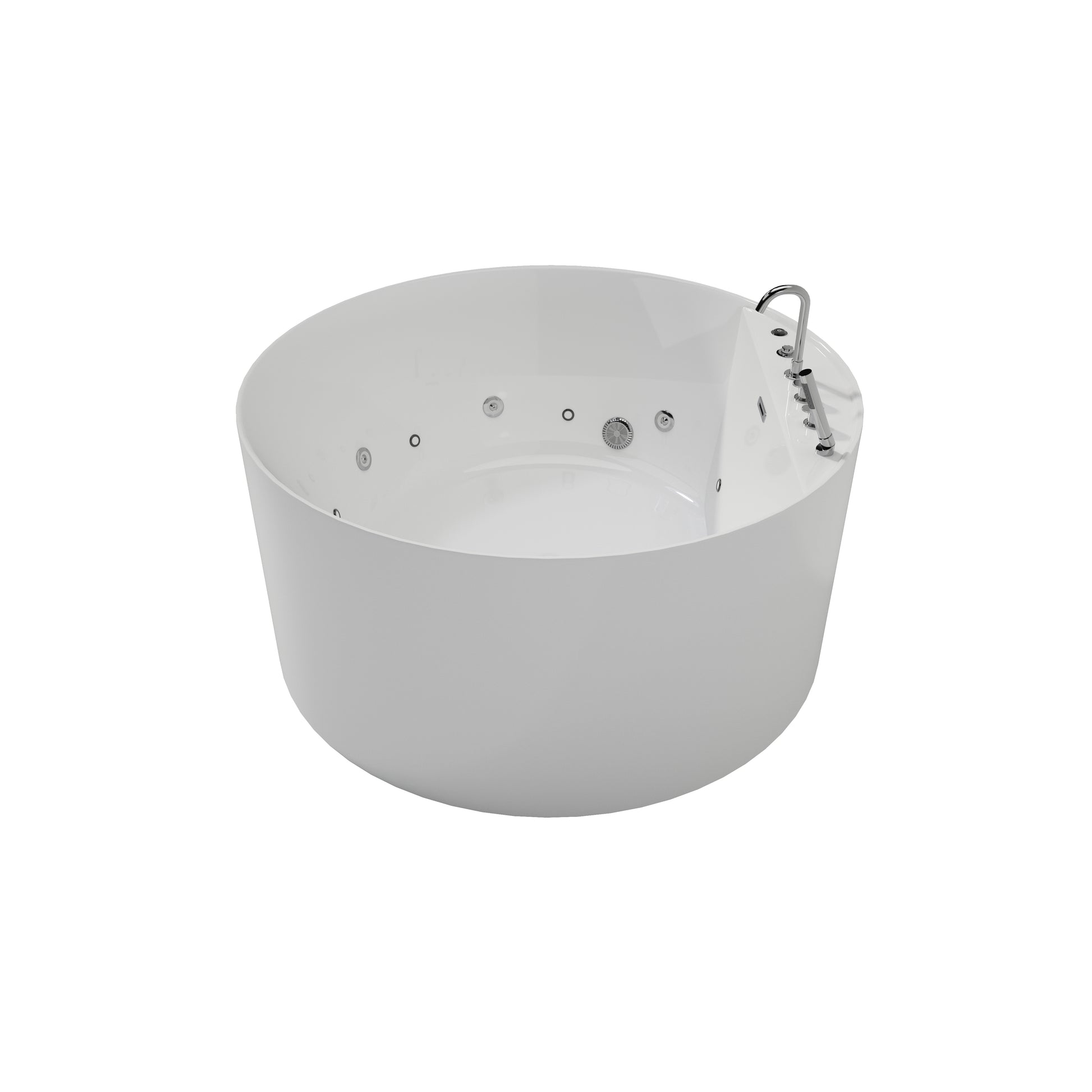 49" Modern Freestanding Whirlpool Bathtub with LED Mood Light & Hydro Massage Jets
