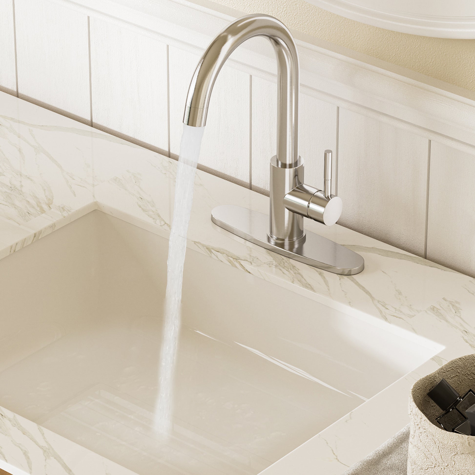 1-Hole/3-Hole Single Handle Bathroom Vanity Faucet with Deck Plate