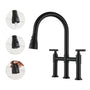 2 Hands 3 Holes Widespread Kitchen Faucet with 3 Way Spray Function