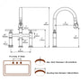 2 Hands 3 Holes Widespread Kitchen Faucet with 3 Way Spray Function