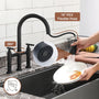 2 Hands 3 Holes Widespread Kitchen Faucet with 3 Way Spray Function
