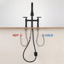 2 Hands 3 Holes Widespread Kitchen Faucet with 3 Way Spray Function