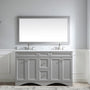 CASAINC 60" Solid Wood Bathroom Vanity with 1.2" Edge Italian Carrara Marble Countertop & Backsplash, Center Rectangular Sink, 4 Soft Closing Doors, 2 functional drawers, Grey, Matte White, Mirror, No Mirror
