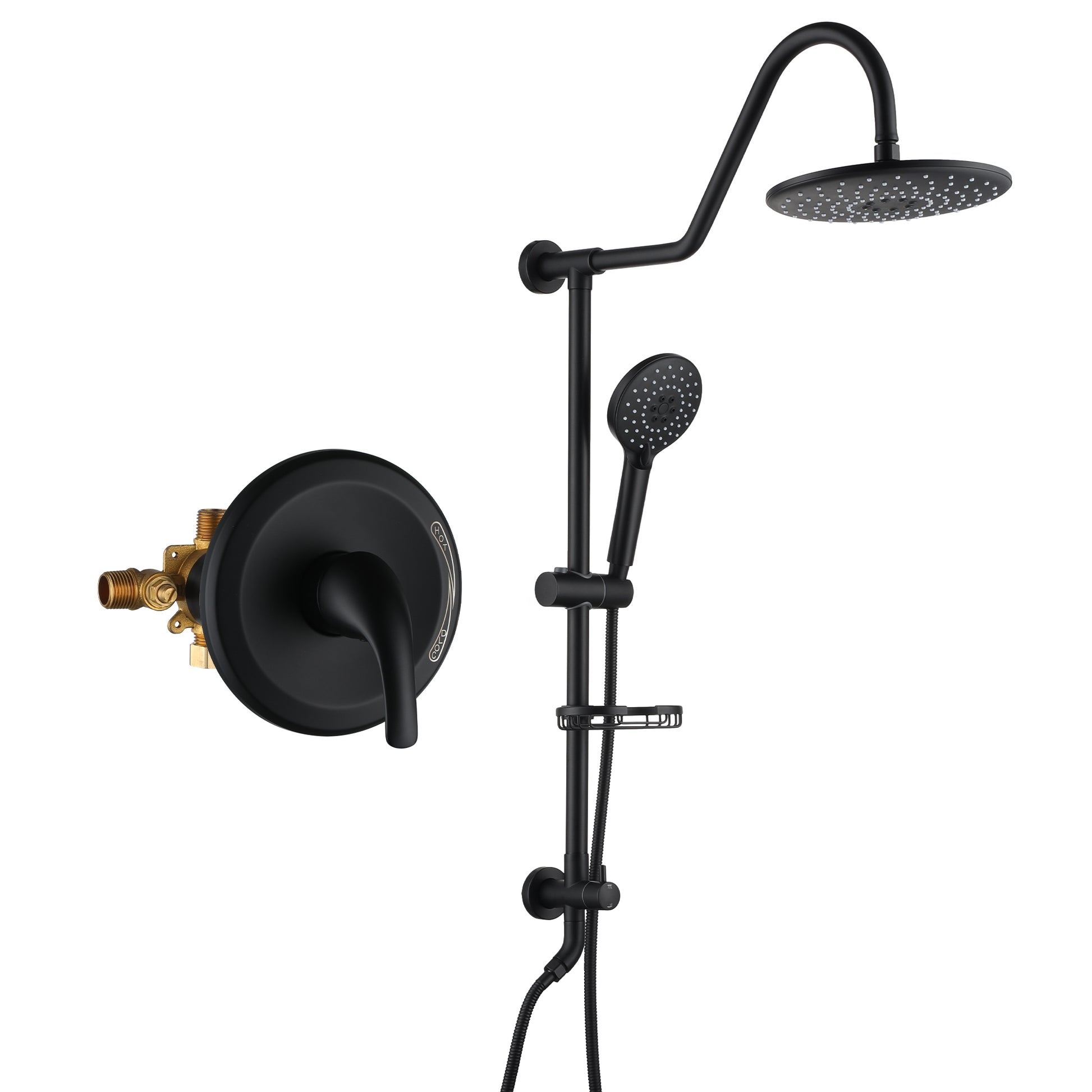 9.63-inch Exposed Shower System with Shower Valve & Soap Dish